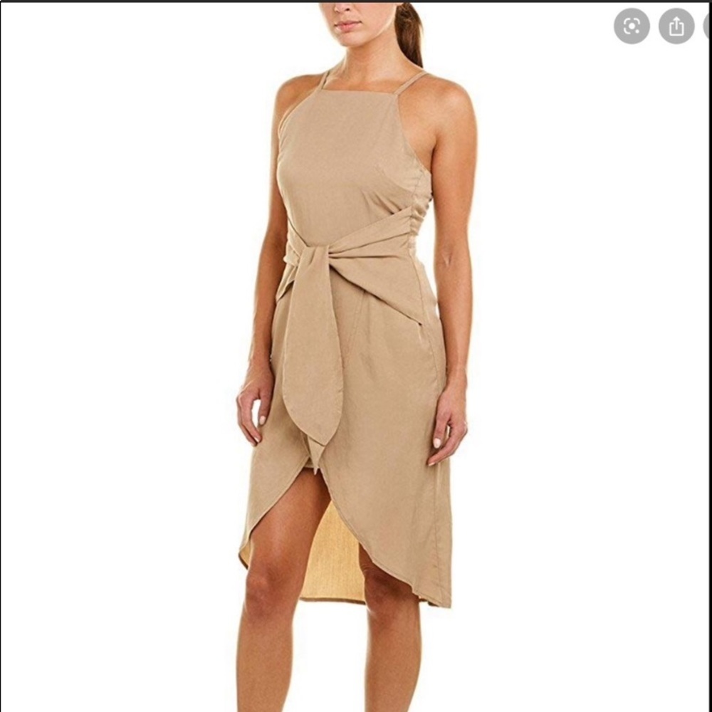 Moon River Khaki Self-Tie Midi Dress 👗